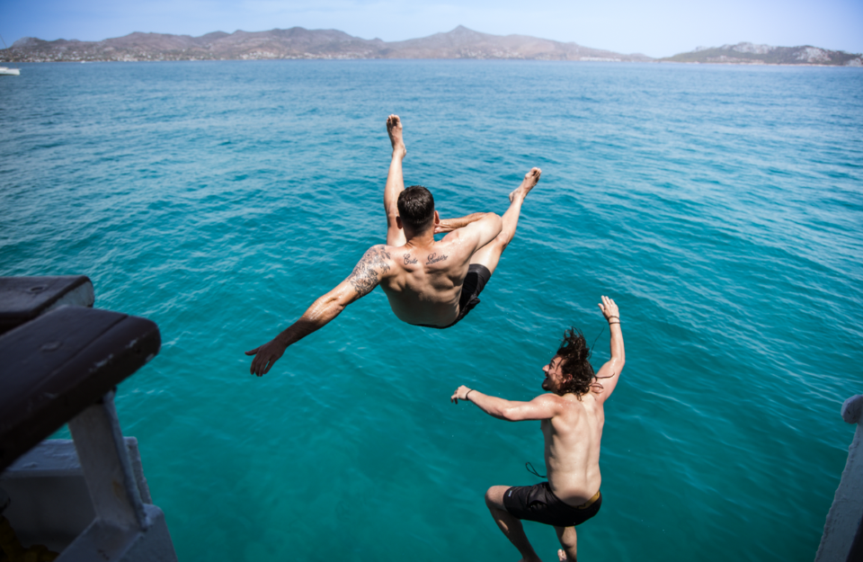 Friends Diving 